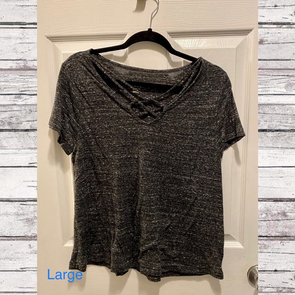 Gray Tee with Chest Lacing
